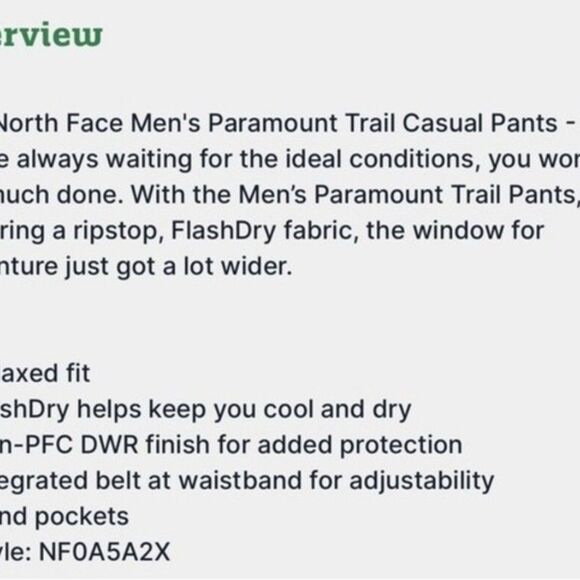 The North Face Paramount Trail Hiking Backpacking Pants - Size 40 Long - Picture 2 of 7